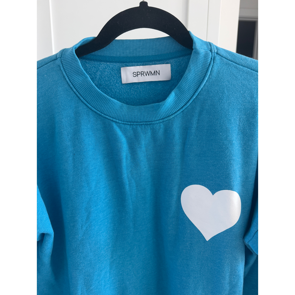 SPRWMN Blue Sweatshirt and Sweatpants Set with White Heart - Picture 2 of 7